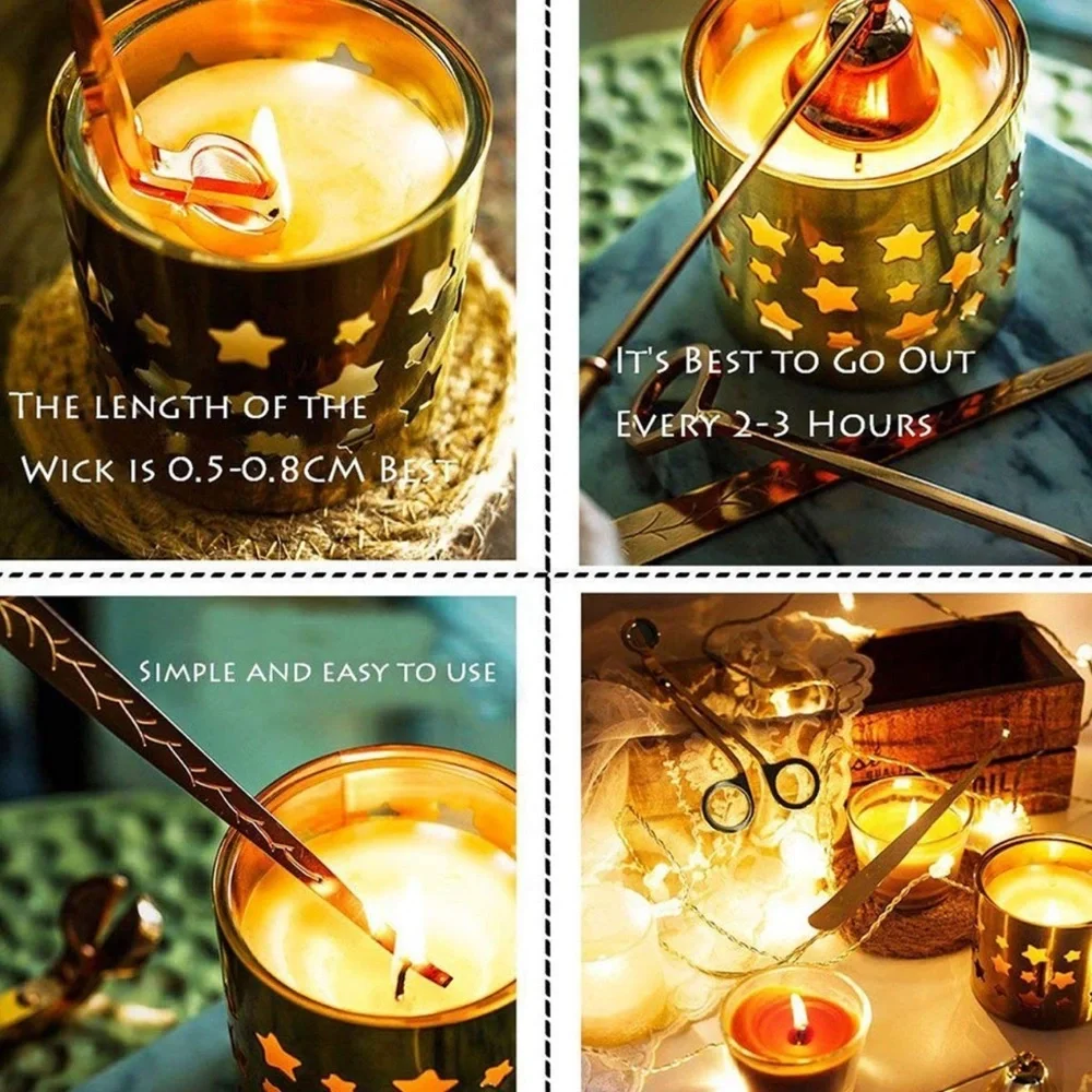 🆕 4 Piece Candle Accessory Set Gold